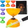 Juggle Dream Jumbo Hurricane Pro - Set di frizione per diabolo, con bastoncini in alluminio, corda per diabolo e borsa per il trasporto a cascata (arancione con manici argentati)