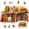 wudhank Puzzle in legno per adulti, con gatto assonnato, forma irregolare e unica, squisita confezione regalo, regalo di compleanno per adulti e bambini (L-34 x 21,5 cm-235 pezzi)