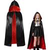 YIMOJOY Capo Vampiro con Cappuccio Costume Halloween Vampiro Bambini Nero Rosso Doppio Lato Capo Raso Halloween Capor Costume Vampire per Ragazze Ragazzi (XS)