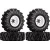 INJORA 1.0 RC Beadlock Ruote Fango Pneumatici Set Deep Dish 1,0 Ruote Pneumatici per Axial SCX24 FCX24 FCX18 Gladiator Deadbolt Bronco C10 JLU Upgrade Parts RC Crawler Car, Bianco