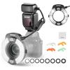 NEEWER RF1-N TTL Marco Ring Flash Light Compatibile con Nikon, 5600K 76Ws GN15 Uscita 1-1/128 Sync Tendina Anteriore/Posteriore, Gel Colorato/Anelli Adattatori, Speedlite per Servizi Fotografia Macro