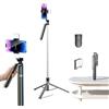 WITFAMILY Treppiede per selfie 3 in 1 con luce LED e telecomando - 180 cm allungabile, girevole a 270°, robusto tripod per cellulare - ideale per vlog, viaggi, Live Stream