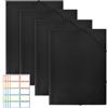 Alyxen 4 Pezzi Cartellina Portadocumenti, Cartelline 3 Lembi con Elastico, Cartella A4 Carpette Portadocumenti Formato A4 per Scuola,Uffici,Casa,Progetti E Documenti (Nero)