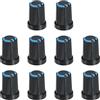QUARKZMAN Potenziometro Manopola Controllo ABS Chitarra per 6mm Tipo D Albero Elettrico Chitarra Potenza Amplificatori Stereo, Basso Volume Manopola Rotante Tono 270 Gradi Nero Blu 10pz