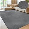 Sour Lemon Tappeto grigio, 160 x 230 cm, lavabile, antiscivolo, soffice, tappeto shaggy, extra large, per soggiorno e camera dei bambini