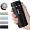 Exllena 【Serie Avanzata】Exllena Borraccia Termica Piccola 350ml - Mini Borraccia Termica con Copertura in Acciaio Inox, Ideale per Borsa e Viaggi | Borraccia Piccola - Nero