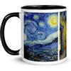 Chatcripant Tazza artistica da 325 ml - Tazza ispirata a opere famose e dipinti classici - Idea regalo per appassionati d'arte - Vari modelli (Post-impressionismo - Notte Stellata)