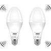 KOOYWAN Lampadina LED 9W con Sensore di Movimento e Crepuscolare - E27, luce bianca calda 2700K, Auto On/Off, per Esterni/Interni, 2 Pezzi