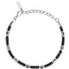Breil, Collezione Hugo, Bracciale Uomo in Acciaio Lucido, con Cilindri in Acciaio e Dischi di Ematite Nera, Chiusura Regolabile, Lunghezza fino a 22 cm, Idea Regalo Uomo