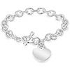 Tuscany Silver Bracciale da Donna in Argento Sterling con Charm Cuore 16 x 20.5 mm su Catena Belcher T-Bar da 19 cm/7.5