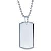 Bling Jewelry Uomo Grande Personalizzato Incisione Militare Esercito Dog Tag Collana Per Gli Uomini Lucidato Argento Tono Acciaio Inox Bordo Smussato Con Catena A Sfere Perline 24 Pollici