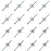 QUARKZMAN 4mm x 20mm Cieco Rivetti x 20pz Alluminio Aperto Fine Grande Flangia Rivetto per Metallo e Plastica e Pelle, [Argento Tono]