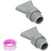 QUARKZMAN Ugello Vento Soffiante Maschio Bspt1/4 da 2pz, Ugello Orifizio Ugello Aria Piatta Ugello Getto per Spruzzo Aria Abs Nastro Ptfe per Accessori per Macchine Aria Compressa, Grigio