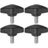 QUARKZMAN 4pz Manopole a T con Viti a Testa Alare M6x14mm Manopole a T Plastica Filettatura Maschio standard Maniglie Manopole Serraggio a mano Vite a testa Zigrinata, Nero