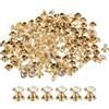 QUARKZMAN 80 Pcs Rivetti Con Strass Bianchi, 6mm/0.24 Rivetti Per Lavorazione Pelle Rivetti Cristallo, Doppio Cappuccio Metallico Con Strass Per Fai Da Te Pelle, Cornice Oro