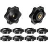 QUARKZMAN 10pz Pomelli a Stella con Filettatura Femmina M5, Testa da 32mm, Plastica con Foro Passante, Vite in Ottone, Manopole a Compressione Filettate, Nero