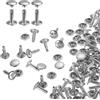QUARKZMAN 60 Set Rivetti in Pelle Doppia Cappuccio, 9x12mm Tondo Rivetto Tubolari a Vite per Cuoio Chicago Metallo per Pelle Cintura Tessuto Collare Borsa Riparazione Decorazione, Argento
