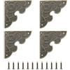 QUARKZMAN 4pz Angolo Piatto Vintage, 2,1 x 2,1 Angoli di Protezione per Scrivania in Metallo Lega di Zinco Copertura di Bordo Decorativa con Chiodo di Montaggio per Mobili, Bronzo