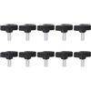 QUARKZMAN 10 Pezzi Manopole Aletta T Viti Testa Zigrinata M6 x 16mm Filettatura Maschio 27mm Testa in Plastica Manopole a T Manici Regolabili Manopole Serraggio Vite a Testa Zigrinata, Nero