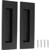 QOPAHI Maniglie per porte scorrevoli da incasso, colore nero opaco, maniglie per porte scorrevoli da 150 mm, in acciaio inox 304, maniglia a filo per armadietti, armadi, fienili, porte del garage