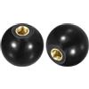 QUARKZMAN 5pz Manopole Sfera Filettate, Manopola Sfera Termoindurente Filettatura Femmina M5 da 16mm Manopola Sfera Funzionamento Tonda Inserto Rame per Maniglia Leva Macchina, Nero