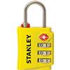 Stanley Lucchetto da Viaggio, Combinazione a 3 Cifre, Arco Acciaio 30 mm, Indicatore di Sicurezza in Zinco, per Zaini, Borse, Valigie, Borse Sportive, Giallo