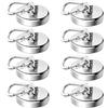 GBKDQQ 8 ganci magnetici extra forti da 32 mm con occhiello, moschettone magnetico da 42 kg, forza di trazione, magneti al neodimio, rotazione a 360°, ganci magnetici, magneti forti per cucina, bagno