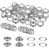 QUARKZMAN 40 Set Occhielli con Rondelle 12mm Kit di Occhielli in Metallo di Rame per Tessuto Tende Cinture in Pelle Scarpe Borse FAI DA TE, Tono Argento