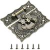 QUARKZMAN Chiusura Scatto, 56 x 66mm Chiusura Levetta Decorativa Retrò Chiusura Scatto Lega di Zinco Viti per Portagioie Valigia Cassetta, Bronzo