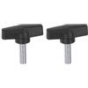 QUARKZMAN 2pz Manopole Ala T M10 x 25mm Perno Filettato Maschio 55 Mm Nero | Metrico, Manopole Plastica Testa T, Manopola Serraggio Manuale, Impugnatura Vite Testa Zigrinata