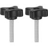 QUARKZMAN 2pz Manopole Stella Serraggio M6 x 35mm Filettatura Maschio Metrica 32mm Manopola Perno Filettato Testa Plastica 4 Punte Manopola per Serraggio Vite Testa Zigrinata Maniglia, Nero