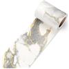 Decotalk Bordo Adesivo per Mobili Bianco e Oro Effetto Marmo 7.6X600cm Bordi Adesivi per Pareti Carta da Parati Autoadesiva Muro Bianca Nastro Adesivo Decorativa Bordo Specchio Linee Murali Rimovibile