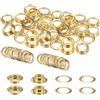QUARKZMAN 40Set Occhielli per Teloni con Rondelle 12mm Occhiello Strumento Metallici color Rame per Tende in Tessuti Cinture in Pelle Scarpe Borse DIY, Oro (Perforatrice Non Inclusa)