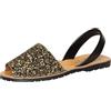 C.Ortuño Avarcas - Sandali estivi da donna in vera pelle, con glitter Espandrillos Menorquinas Menorca (nero, oro mix, taglia UE, per adulti, donna, numerico, M, 38), Mix nero e oro, 38 EU