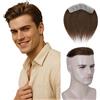 MY-LADY Parrucca Uomo Frontale, Men's Hairline Toupet Capelli Frontale Uomo Protesi Capelli Umani, Base PU 0.04mm 4x18cm Naturale Invisibile 12g (#04, Marrone Cioccolato)