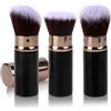 MOTIBACK Set di 3 pennelli da trucco retrattili, portatili con punta rotonda, piatta e obliqua, setole sintetiche morbide per fondotinta, blush e contouring