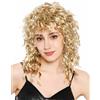 WIG ME UP - XH-076-P03/ZA61B Parrucca per travestimenti da donna e uomo unisex riccia bionda anni '80 mullet