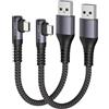 CONMDEX Cavo USB a USB C Ad Angolo Retto 30CM/0.3M 10Gbps Dati Tipo C Android Auto USB 3.1 Gen2 3.1A QC3.0 Da A a C Ricarica Rapida per iPhone 15 Pro max Samsung Note20 Galaxy S23/S22 Pixel 8 2Pack