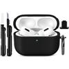 Ainiv Custodia Compatibile con Airpods Pro 3 (2025) con Kit Di Pulizia, Custodia Protettiva in Tpu con Texture in Pelle E Portachiavi, Led per Frontale Visibile, per Airpods Pro 3 Generazione - Nero