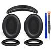 SOULWIT Cuscinetti Auricolari + Fascia+ Copriorecchie in silicone, Kit di ricambio per Bose Cuffie Over-Ear QuietComfort 15(QC15)/QuietComfort 2(QC 2)-Nero