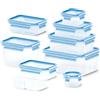 EMSA Clip & Close Conservazione Alimenti, Set 9 Pezzi, Contenitori Ermetici Igienici, 0,15L - 0,2L - 2 x 0,55L - 0,55L - 1,0L - 1,1L - 2,2L, N1061450