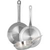 WELL HOME MOBILIARIO & DECORACIÓN Well Home Set di 3 padelle Ø20Ø24Ø28 cm in acciaio inox, adatte per induzione e senza antiaderente