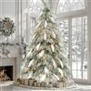 YITAHOME Albero di Natale artificiale con piume da 183 cm - Albero di Natale pre-illuminato PE con 30 piume bianche, 355 rami, 400 LED bianco caldo verde floccato per soggiorno/ufficio/feste