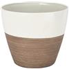 Rocky Mountain Goods 8 Planter Pot - Round Durable Resin - UV Coated Finish to Prevent Fading - Modern Look Flower Pot for Patio, Porch, Outdoor or Indoor (Ivory/Wood)