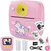 Dhapy Fotocamera istantanea per bambini, 48 MP, con carta da stampa e scheda TF 32 G, fotocamera digitale 1080P, rosa