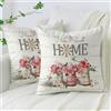 AwzyGous Copricuscino con Fiori Rosa e Rossi Uccelli 40x40, Federa Cuscino Estivi Cuscini Rustici Decorativi per Divano in Lino, Moderni, Giardino, Floreali, Camera da Letto, Esterno, Terrazza 2 Pezzi