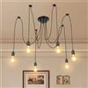Lightess Lampadario a Ragno 6 Luci, Lampade a Sospensione Nero Industrial Lampadario Pendente Moderne Lampadari Soffitto Vintage per Camera da Letto Soggiorno