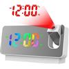 POFET Sveglia a proiezione con proiettore ruotabile, Luce Notturna, Caricatore USB, Display LED