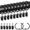 Caianwin 20 anelli per tende con clip, anelli in metallo da aprire, diametro interno 32 mm, ganci per asta, tenda da doccia (nero)
