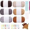 YUNXCNA Filato per Magliette, 6 Pezzi di Filato Multicolore, Fettuccia per Borse a Uncinetto, Filatos Maglieria Filatos Grosso, Per Tessere Sottobicchieri, Tappeti e Oggetti di Artigianato (Colore Marrone)